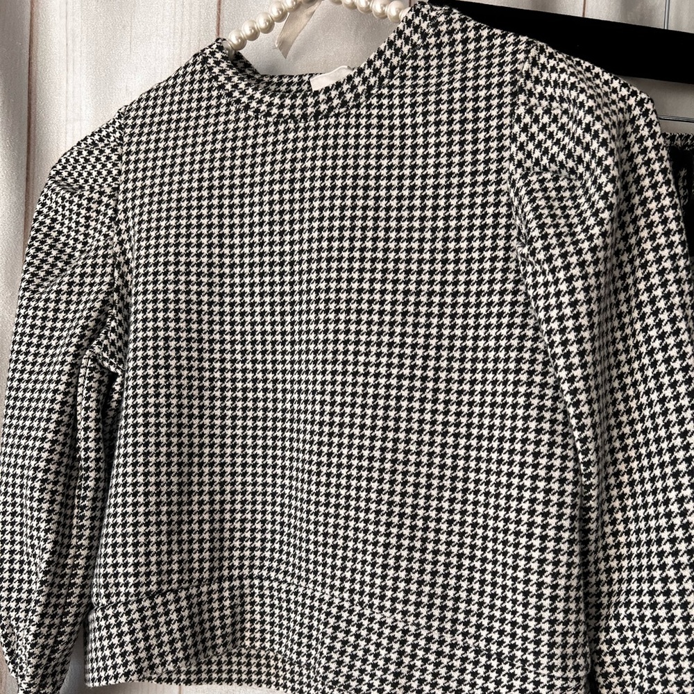 Zara size 7 checkered black and white top and pants